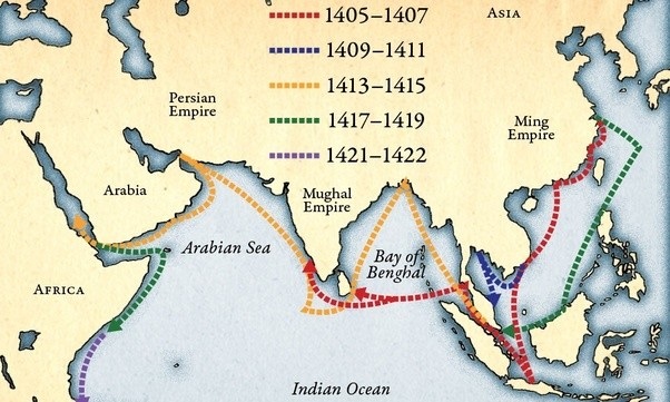 mapa podróży Zheng He.