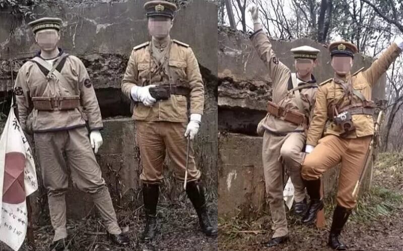 Dwóch Chińczyków przebrało się za japońskich żołnierzy z czasów II Wojny Światowej